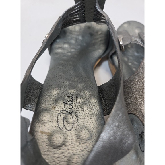 Elites by Walking Cradles Silver Open Toe Strappy Gladiator Wedg Sandal Sz 10.5 - Picture 11 of 14